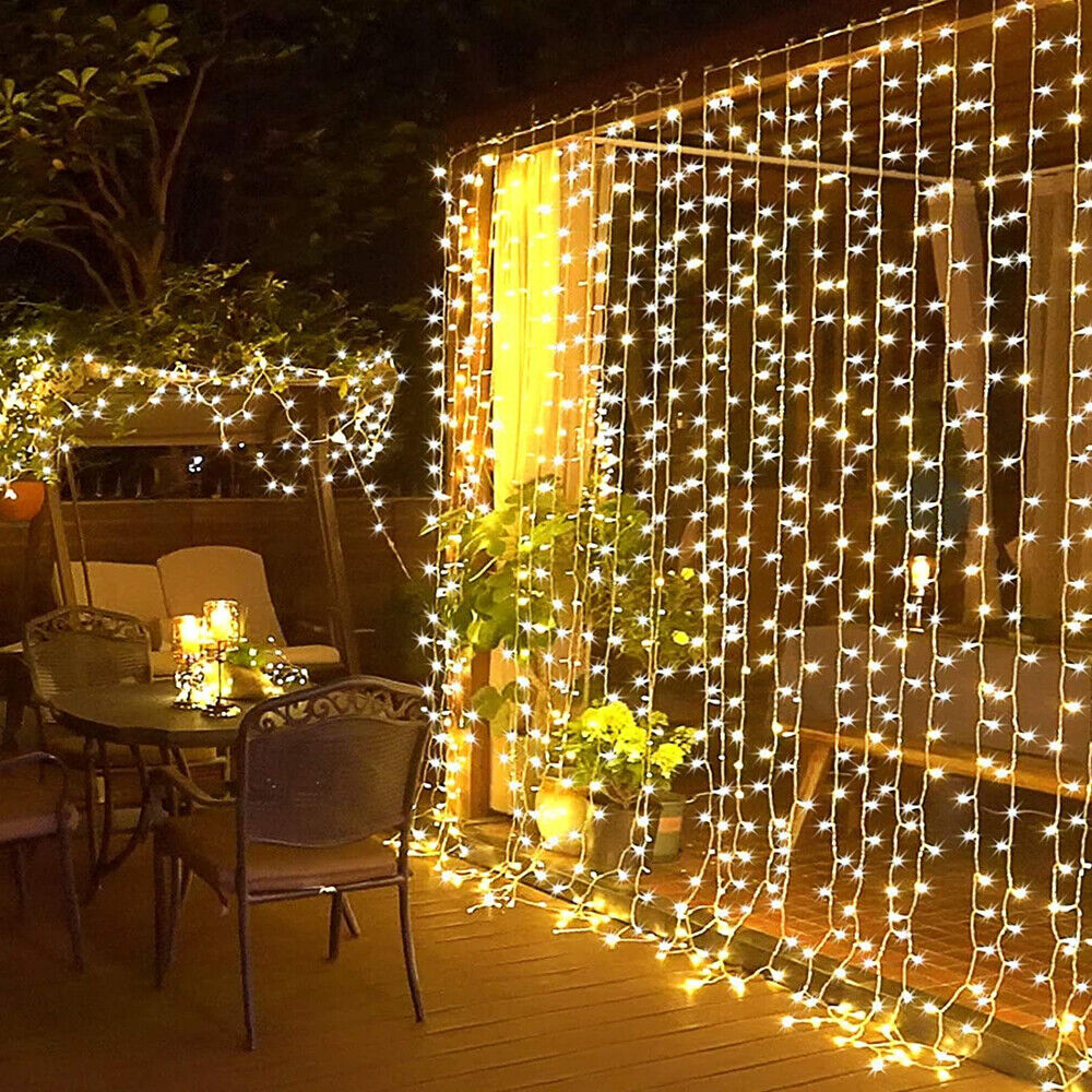 200-600 LED Curtain Light Fairy String Lights Outdoor Wedding Party Romantic