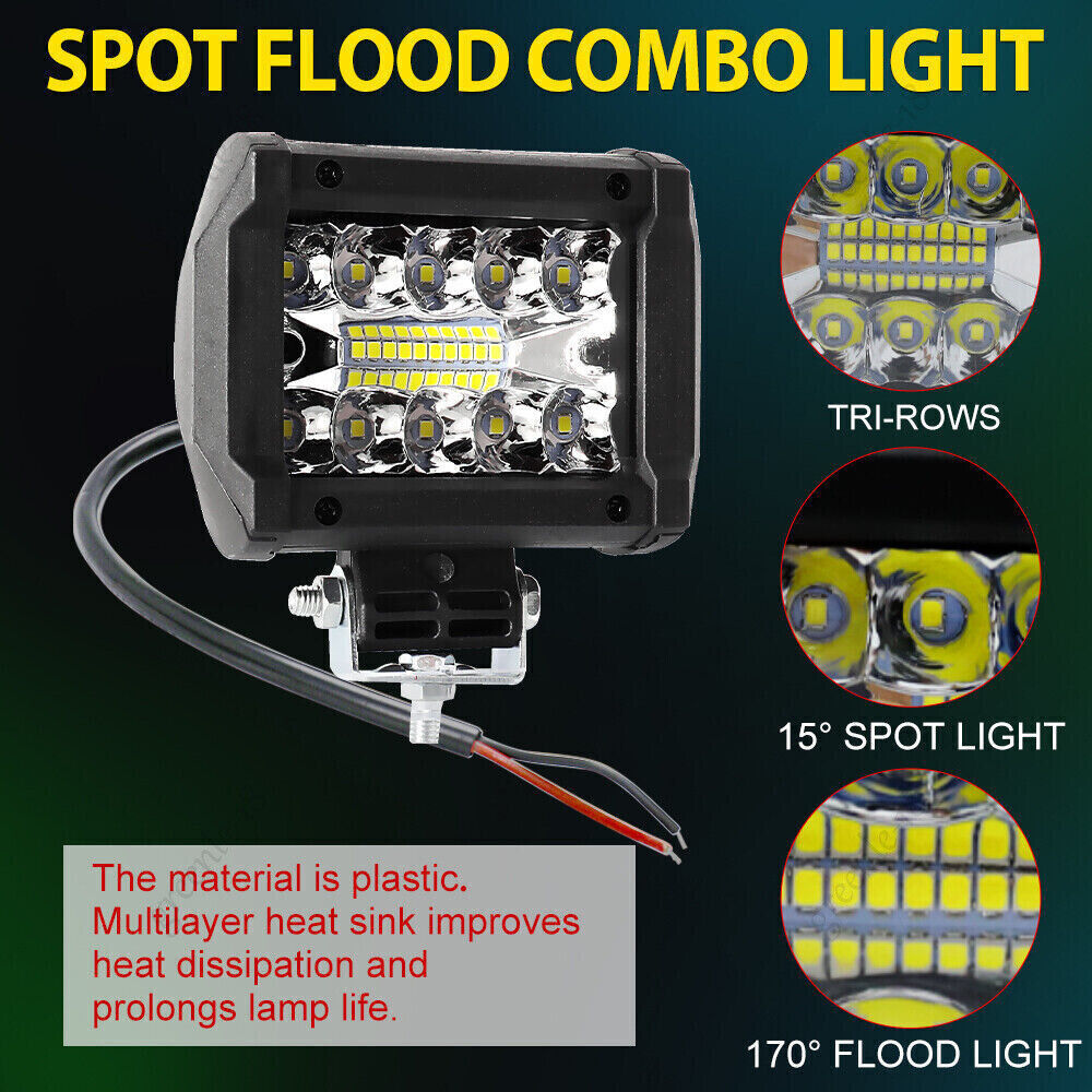 12V LED Work Light Bar Flood Spot Lights With Adjustable mounting bracket Driving Lamp Offroad Car Truck ATV SUV