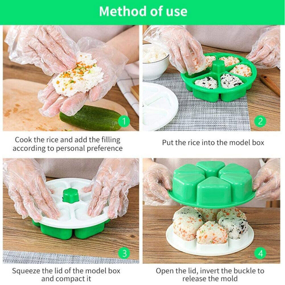 6 Holes Sushi Mold Onigiri Rice Ball Bento Press Maker Mold Kitchen Accessories