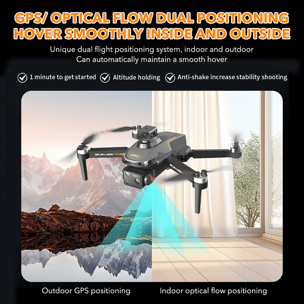 8K Wifi Brushless Drone with HD Triple Camera Foldable GPS 5G RC Quadcopter Toys