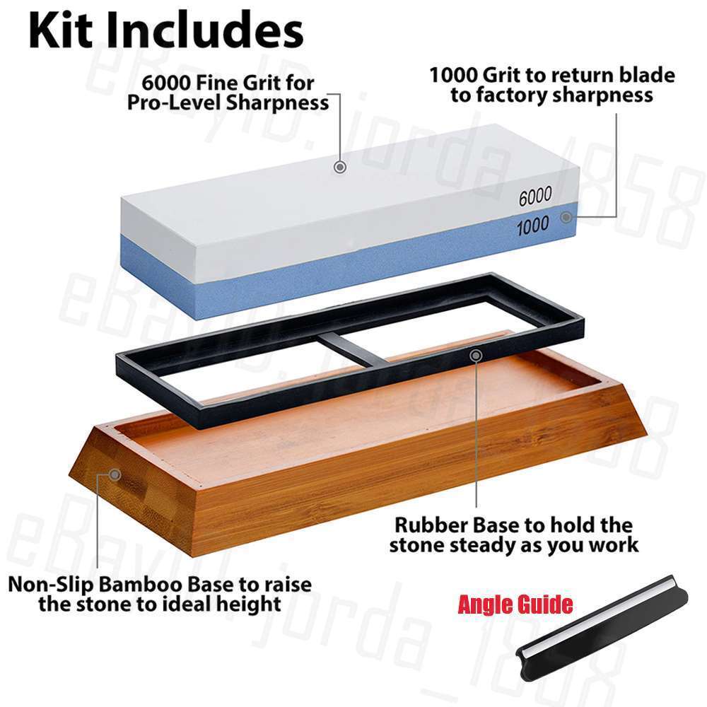 Dual Whetstone Knife Sharpening Stone 1000/6000 Grit Water Wet Stone Sharpener