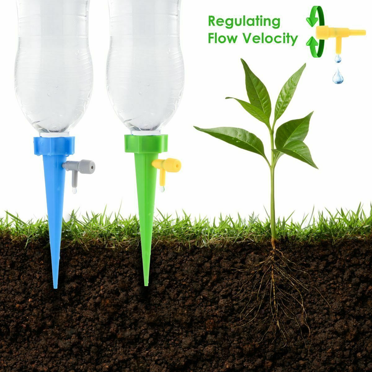 24X Drip Irrigation System Kit Drippers Self Watering Spikes Plant Flower Garden