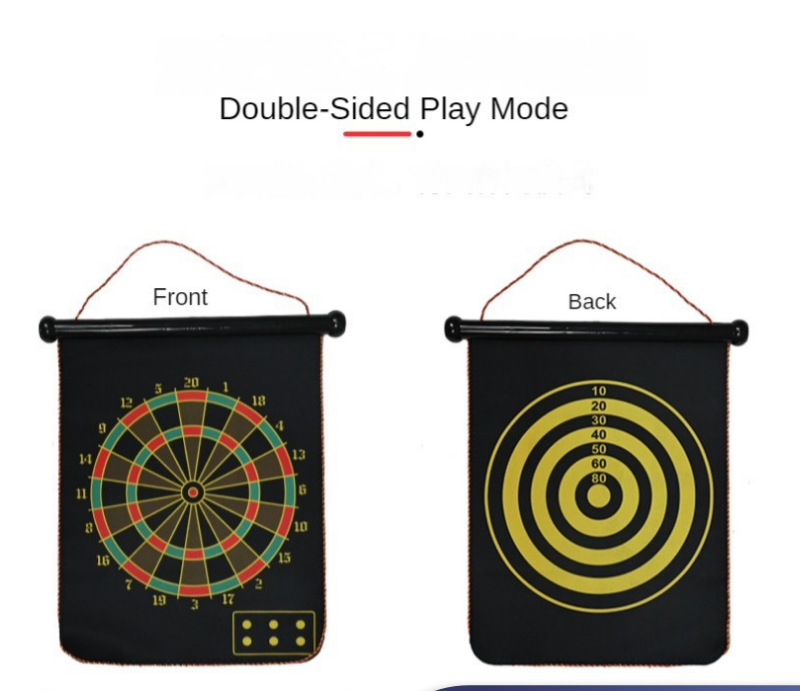 Magnetic Rollup Dart Board 4 Darts Large Double Side Dartboard Game