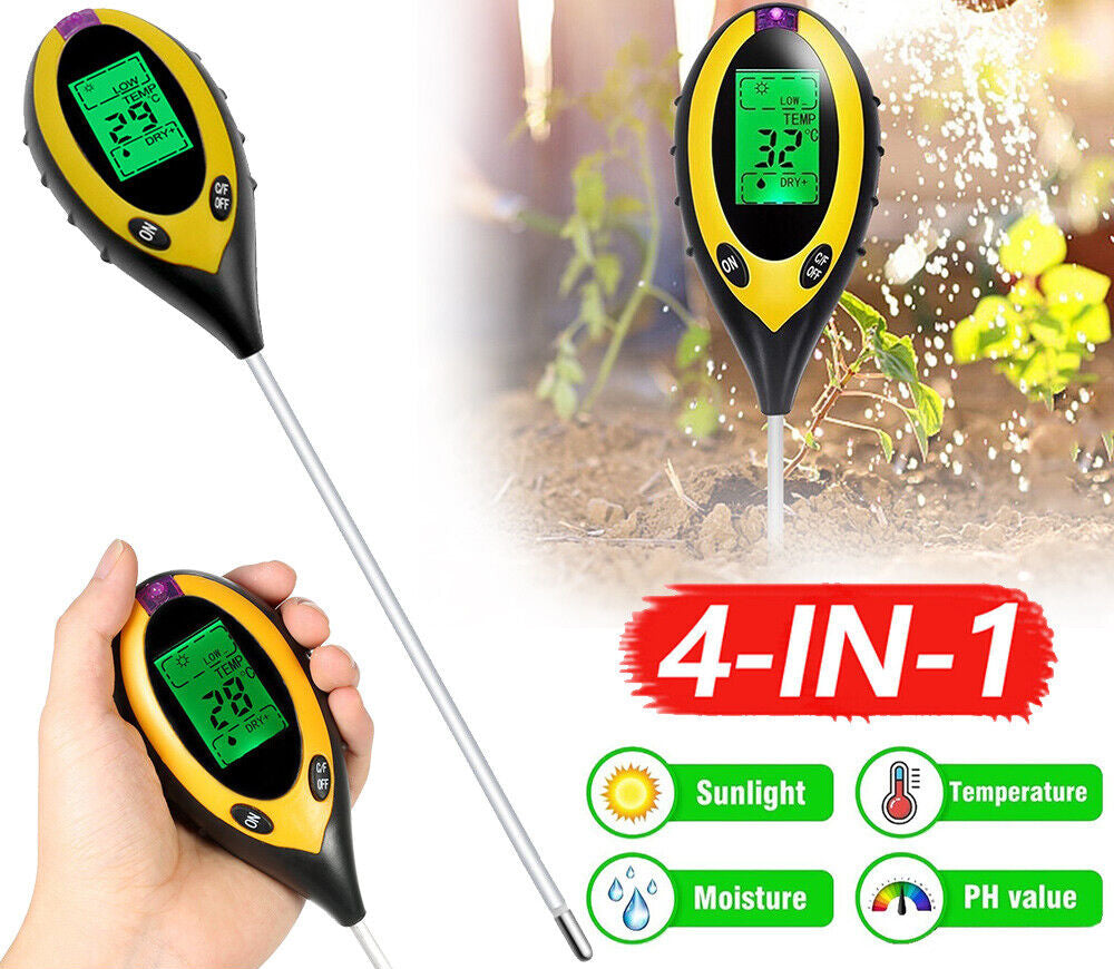 4 in 1 Soil PH Tester Moisture Sunlight Light Test Meter Tool Garden Farm Plants