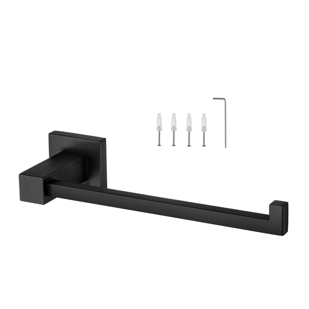 ACA Bath Towel Rail Rack Hook Toilet Brush Paper Holder Accessory Black
