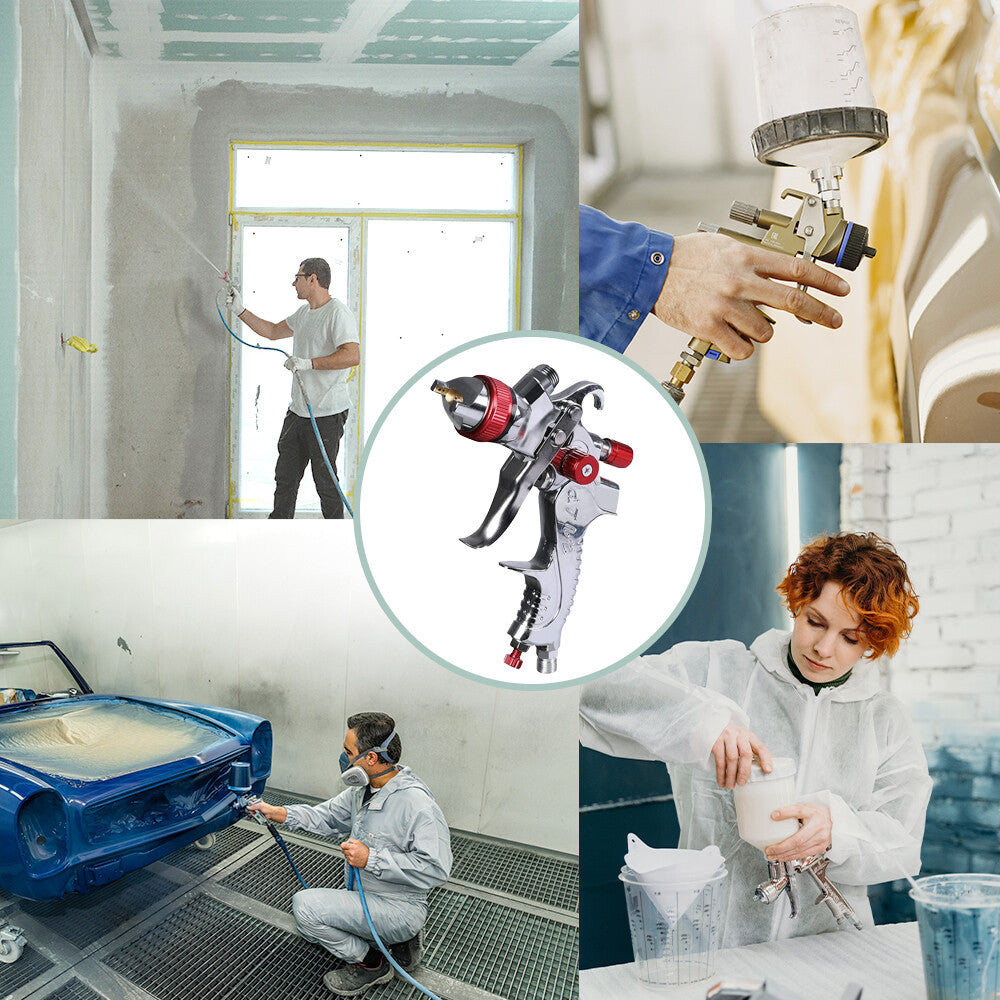 Spray Gun 3 Nozzle Paint Gun Kit Gravity Feed HVLP 1.4mm 1.7mm 2mm Tips Paint