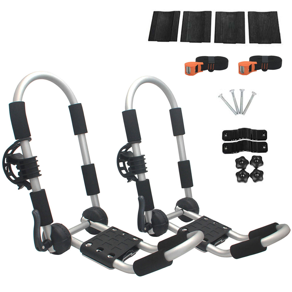 Universal Kayak Carrier Canoe Watercraft Roof Rack Folding Aluminum J-Bar Pair