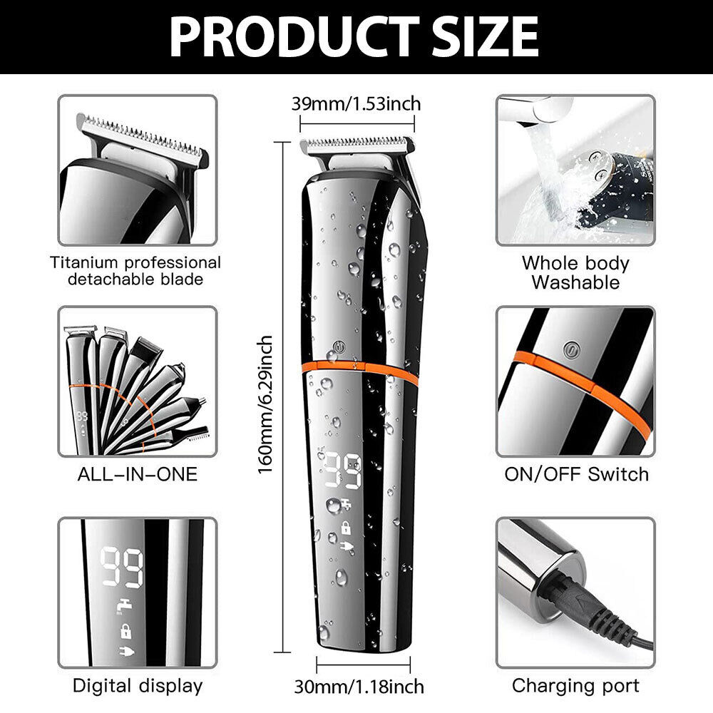 Pro Men'S Cordless Hair Clippers Beard Trimmer Electric Shaver Groomer Haircut
