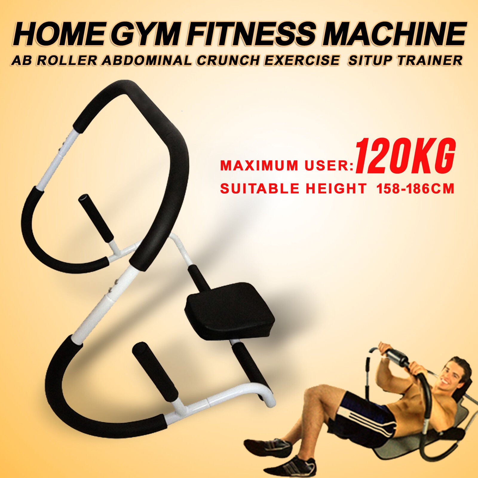 Home Gym Fitness Abdominal AB Roller Crunch Exercise Machine Situp Trainer