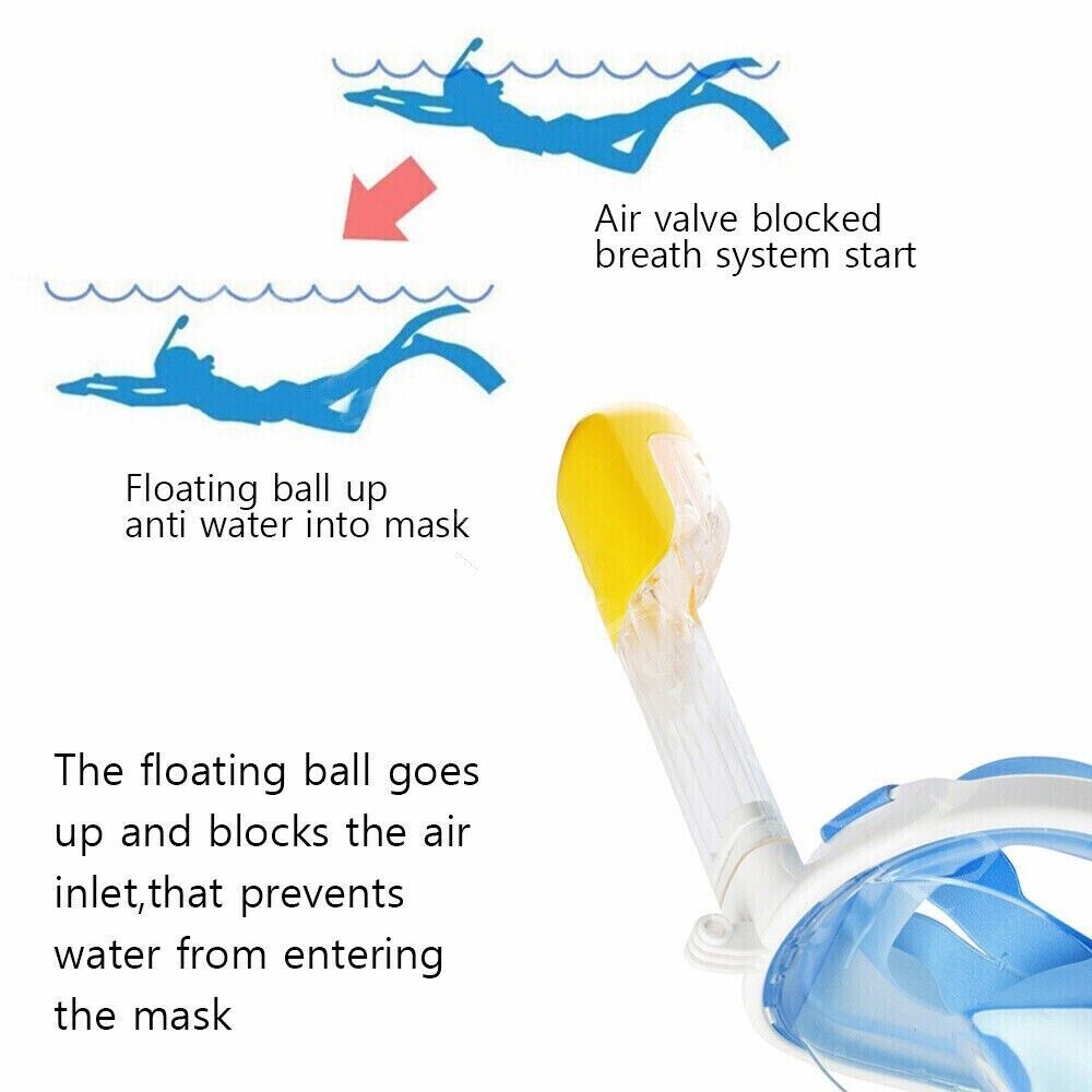 Adult Full Face Snorkel Mask Diving Mask Snorkel Set Anti-Fog Swimming 180° View