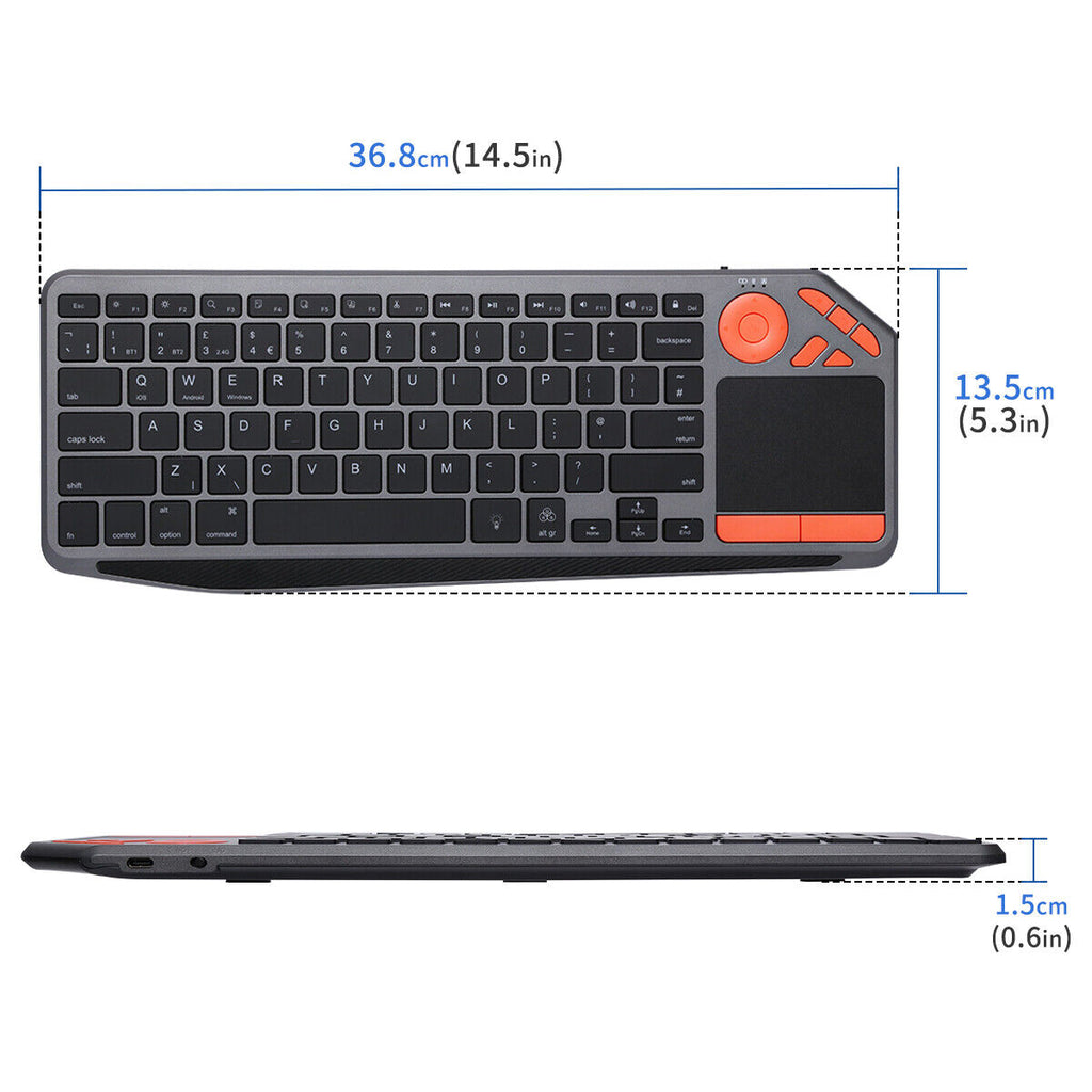 2.4G Wireless TV Backlit Touchpad Keyboard for Ipad, Android Tablets, Windows