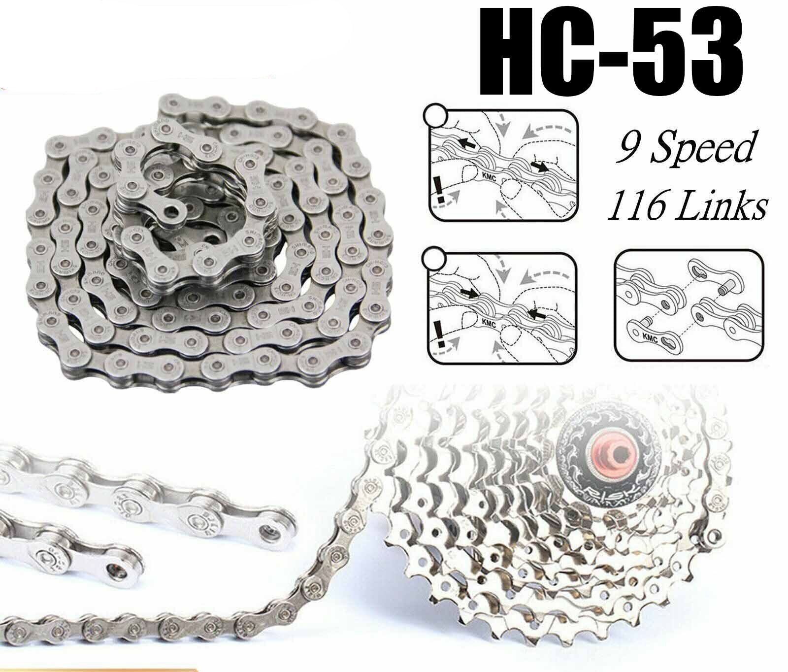 116 Links Bicycle Chain for CN-HC53 LX 9 Speed Deore Mountain Bike Chains