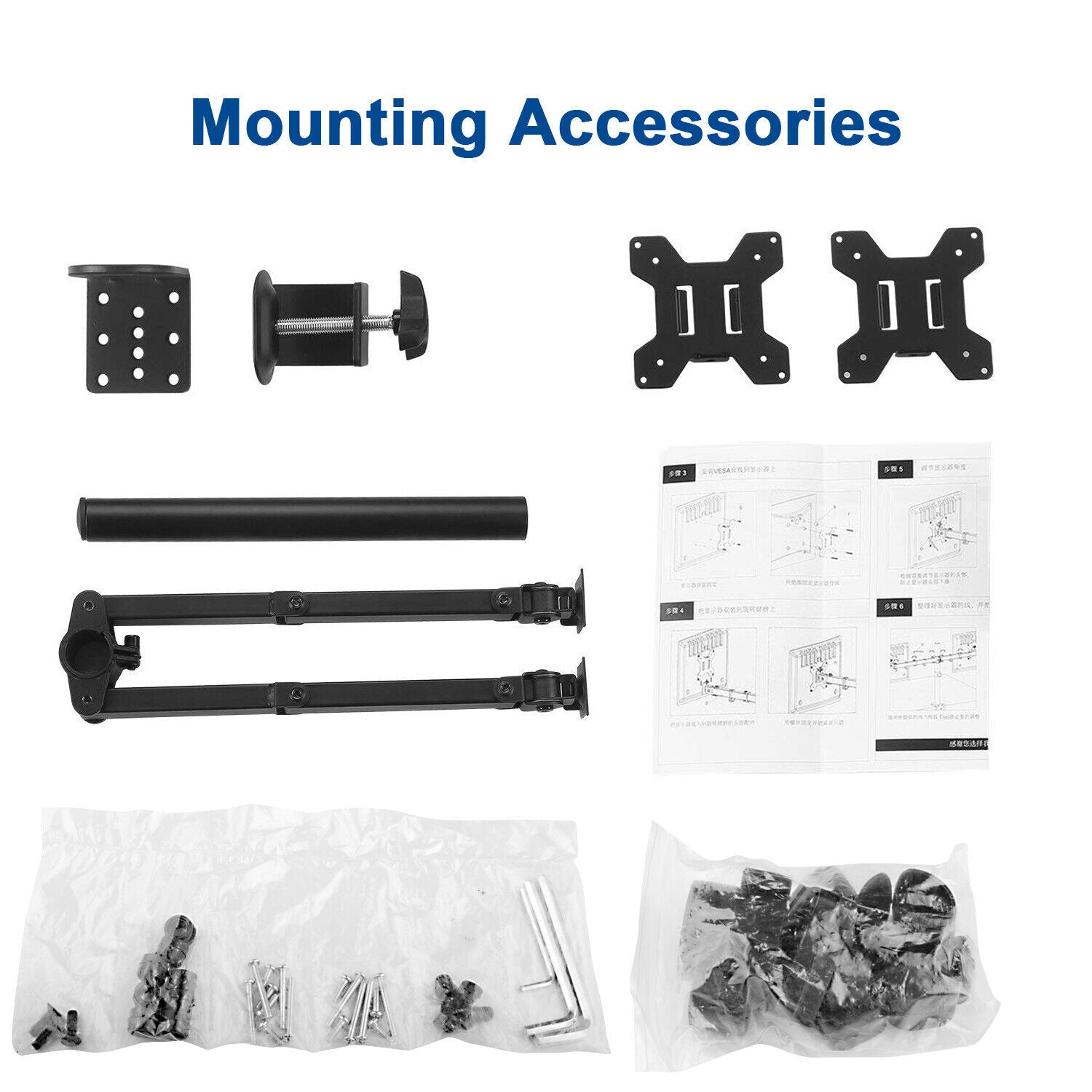 Monitor Stand Dual Arm Desk Mount LED TV Screen Holder Bracket Up to 27''