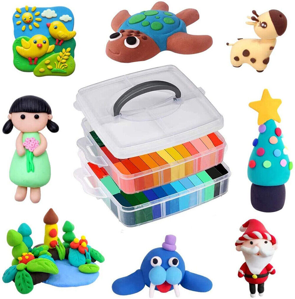 83pcs Polymer Clay Block Craft DIY Kit Oven Bake Modeling Tools Kid Toy Gift Box