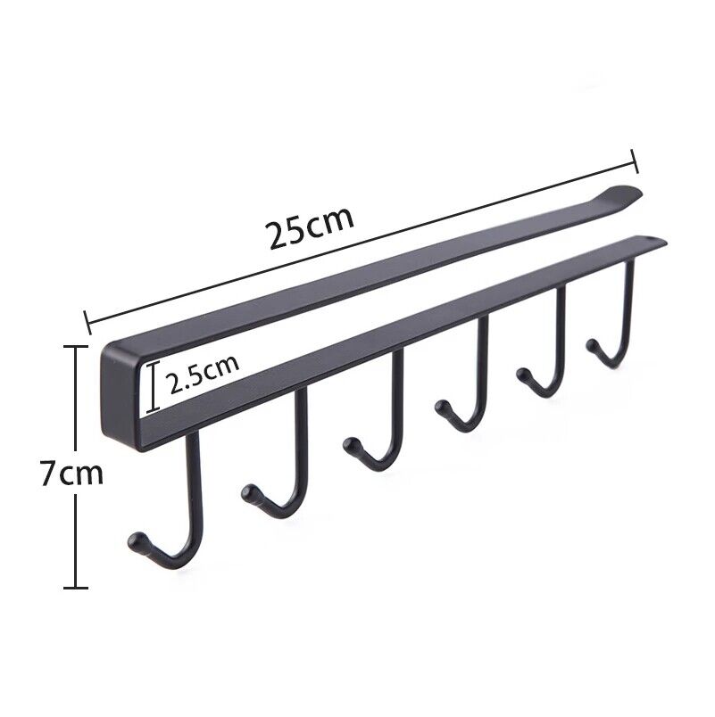 1-4X 6 Hooks Metal under Shelf Hook Kitchen Cupboard Cabinet Mug Cup Rack Holder