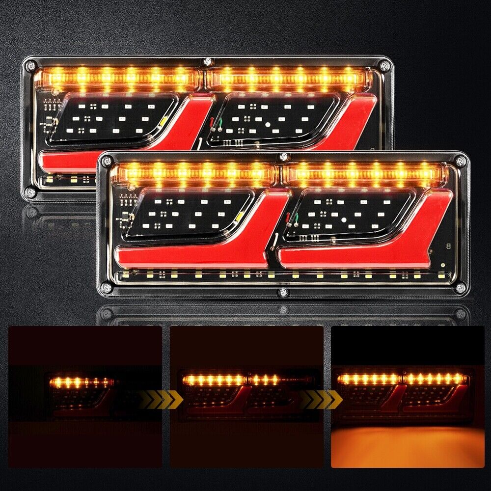 2X 74 LED Tail Lights Trailer Ute Caravan Truck Stop Indicator Rear Lamps 12V