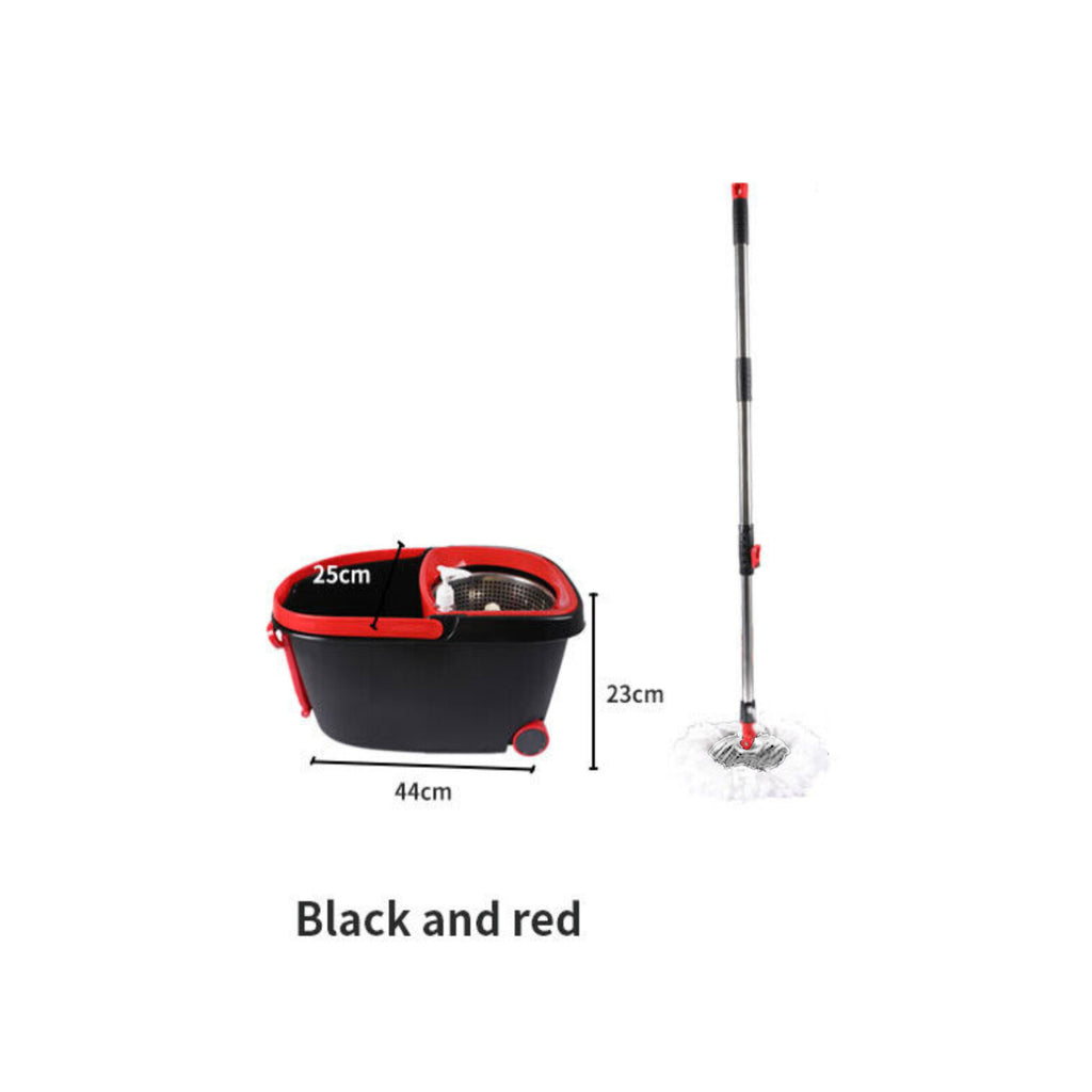 Spinning Mop Bucket Set Stainless Steel Rotating Wet Dry Easy Clean w/ 2 Heads