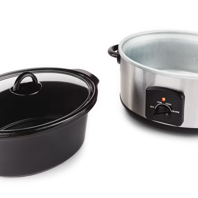 New 5L Slow Cooker+Stainless Steel With Overnight Cooker With Removable Ceramic Pot