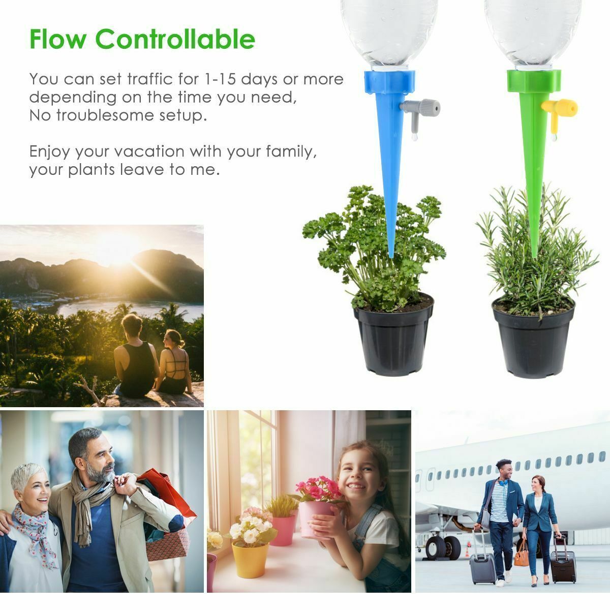24X Drip Irrigation System Kit Drippers Self Watering Spikes Plant Flower Garden