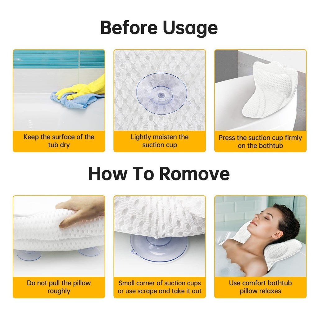 Mesh Bath Pillow Home 4D Back Neck Support Bathtub Spa Hot Tub Suction Cups New