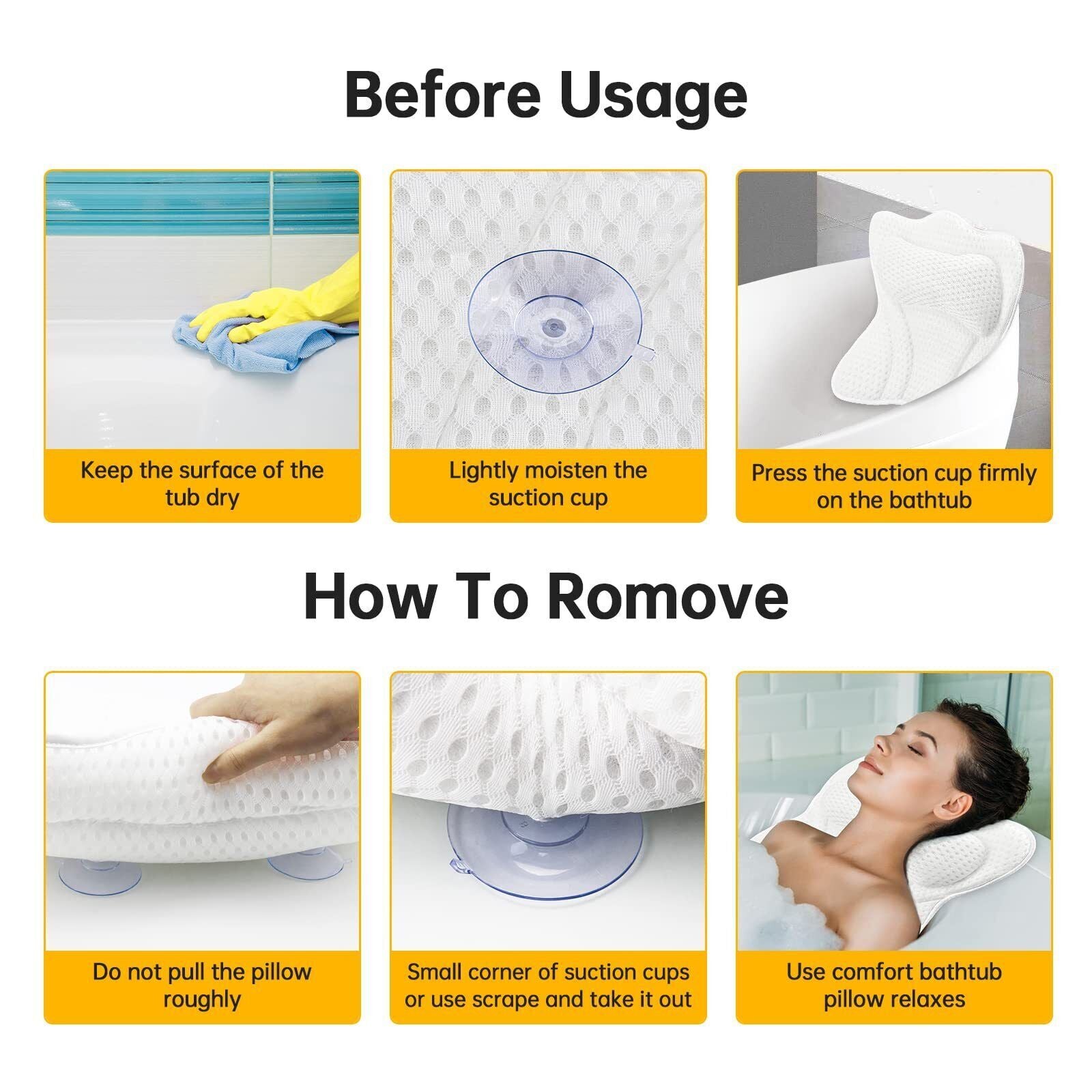 Mesh Bath Pillow Home 4D Back Neck Support Bathtub Spa Hot Tub Suction Cups New