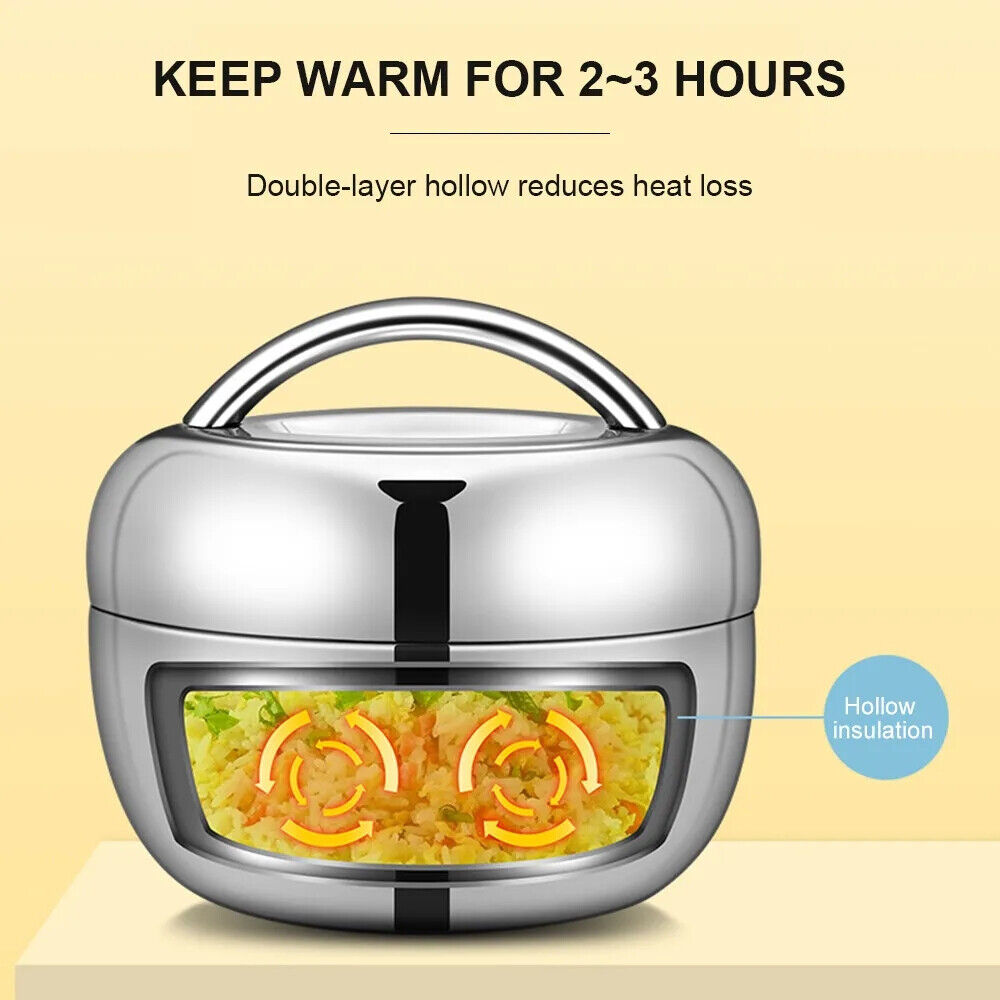 Stainless Steel Thermo Insulated Thermal Lunch Bento Box round Food Container