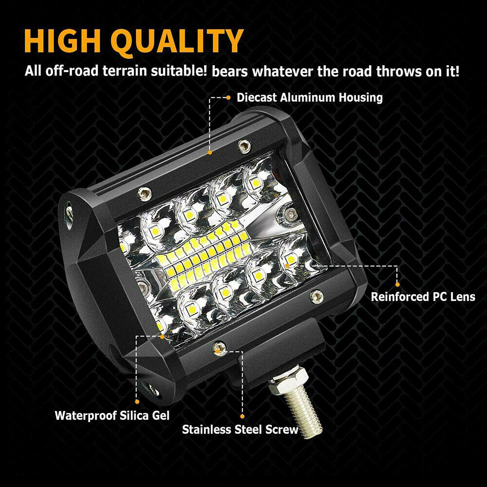 2X Wide Illumination Range LED Work Light Bar Flood Spot Lights Driving Lamp Offroad Car Truck SUV