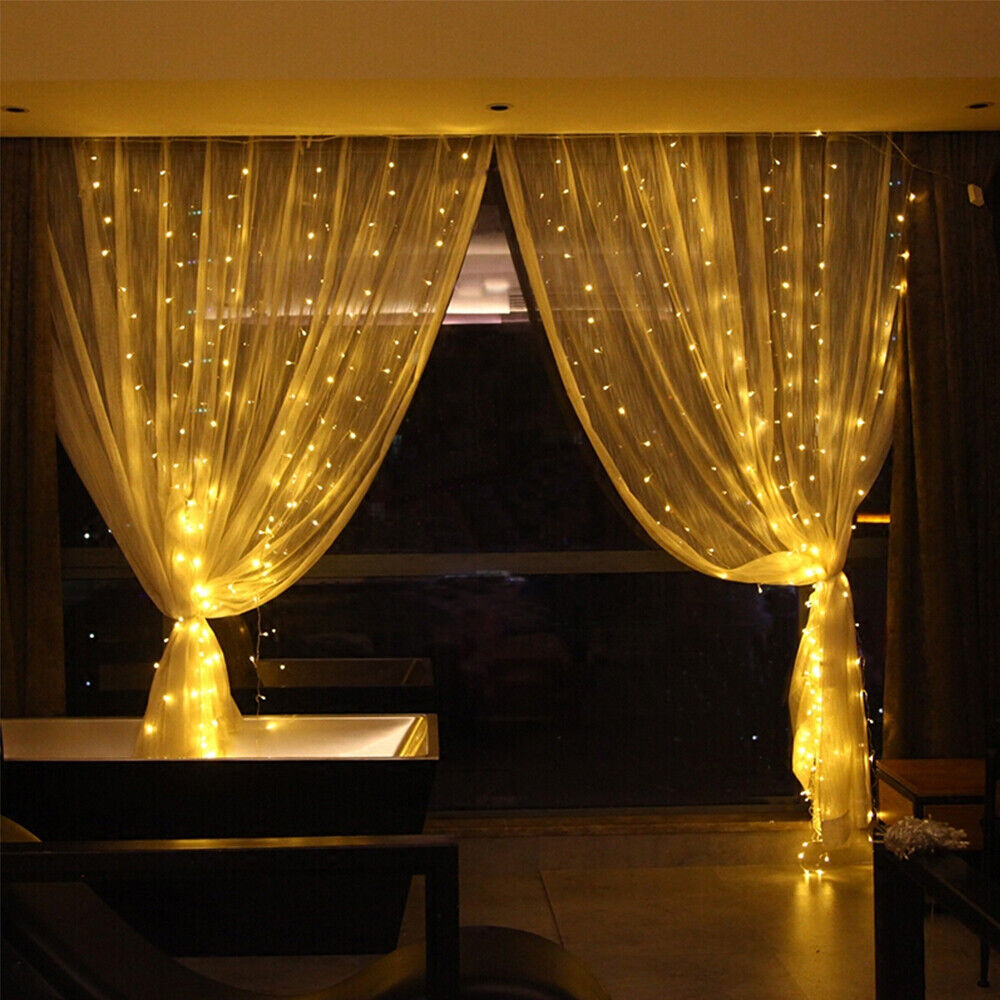 200-600 LED Curtain Light Fairy String Lights Outdoor Wedding Party Romantic