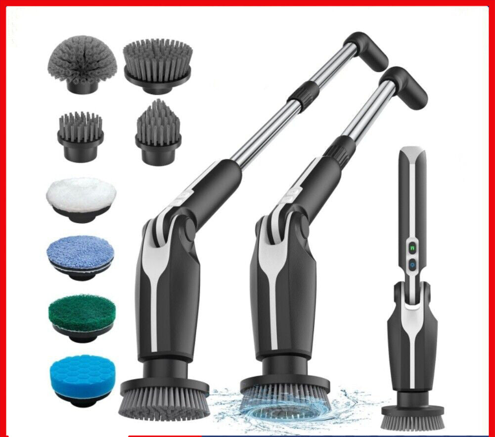 8 in 1 Motorised rotary scrubber Electric scrubber cleaning brush for bathtubs