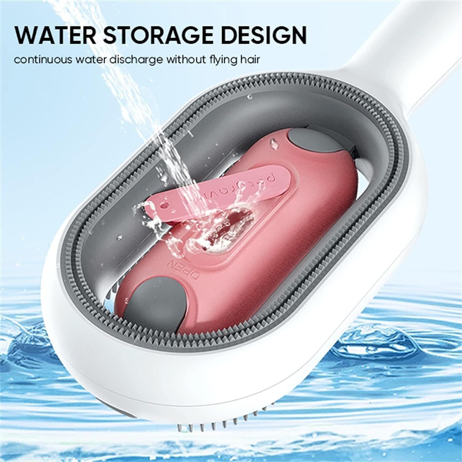 Cat Dog Hair Comb Massager Pet Knots Remover Brush with Water Tank Self-Cleaning