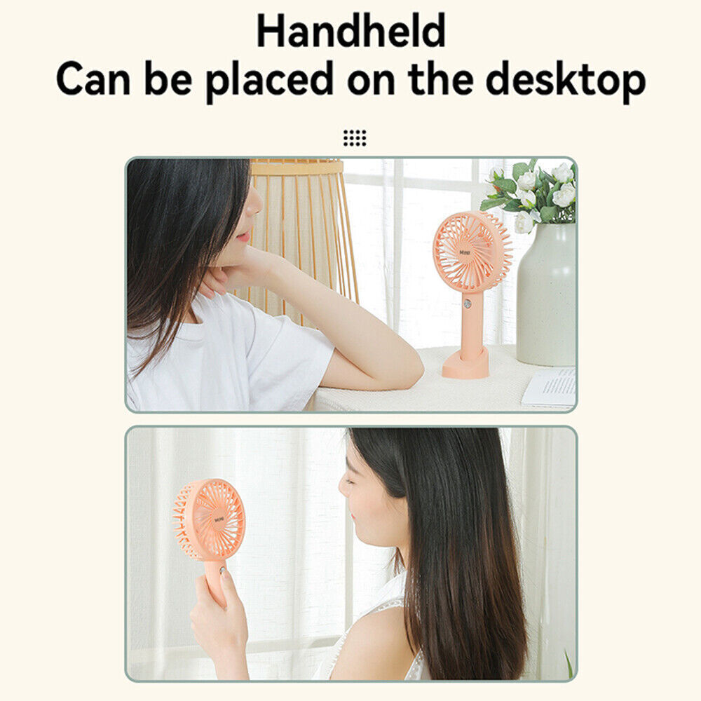 Mini Portable Hand-Held Desk Fan Cooling Cooler Humanized Design USB Air Rechargeable 3 Speed AU