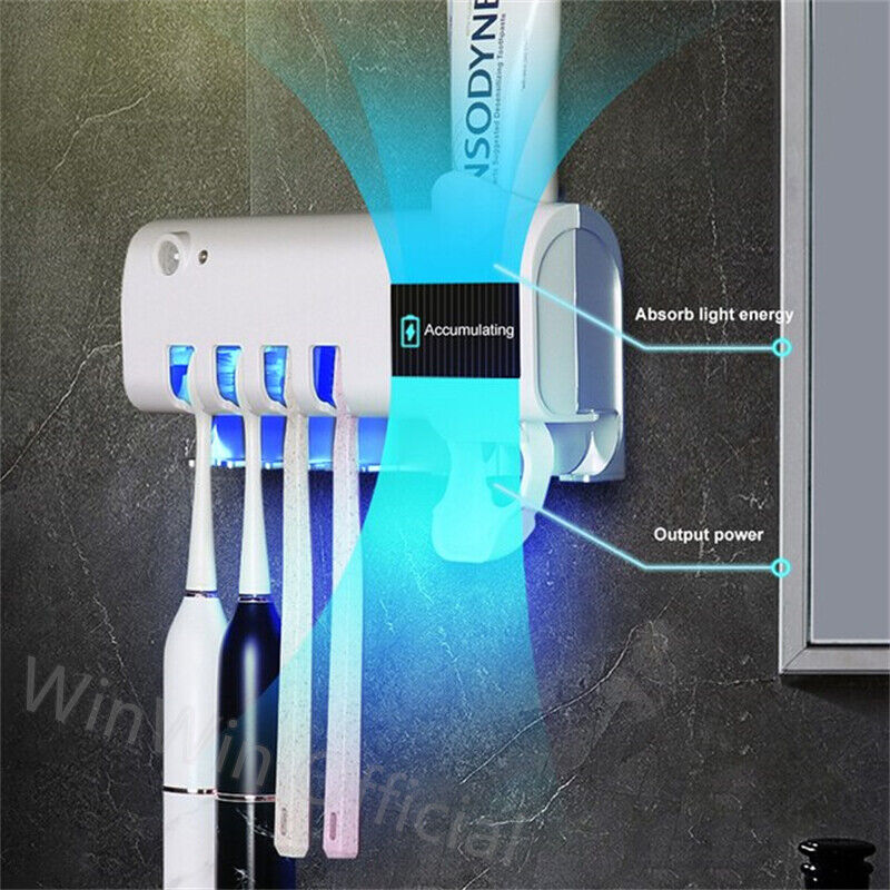 AU Toothbrush Holder with UV Steriliser Automatic Toothpaste Dispenser Squeezers