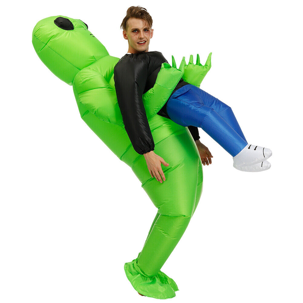 Scary Halloween Green Alien Inflatable Kid Costume Blow up Suits Party Dress