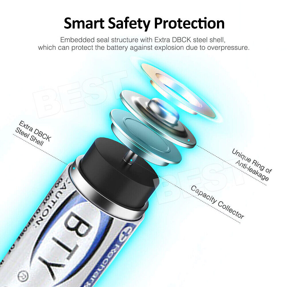 4 to 24 Pack 3000Mah AA/1000Mah AAA Rechargeable Battery NI-MH 1.2V Recharge Batteries