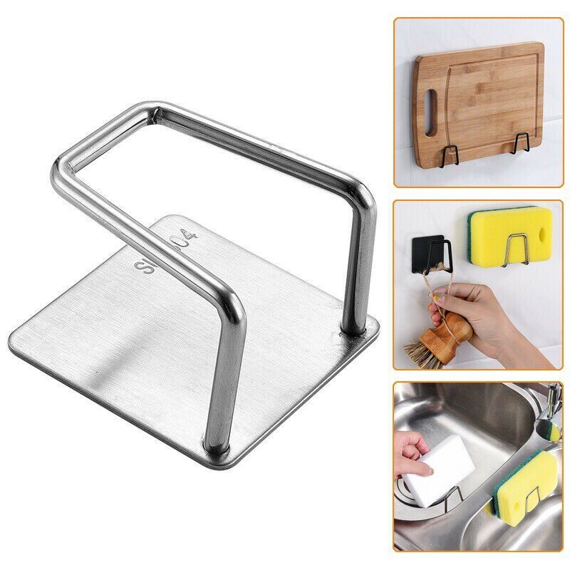 2PCS Adhesive Sponge Holder Sink Caddy for Kitchen Accessories Stainless Steel