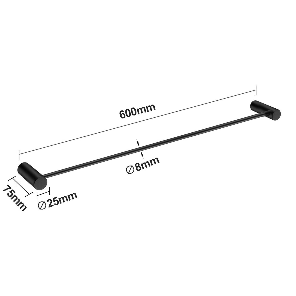 ACA Bath Towel Rail Rack Hook Toilet Brush Paper Holder Accessory Black
