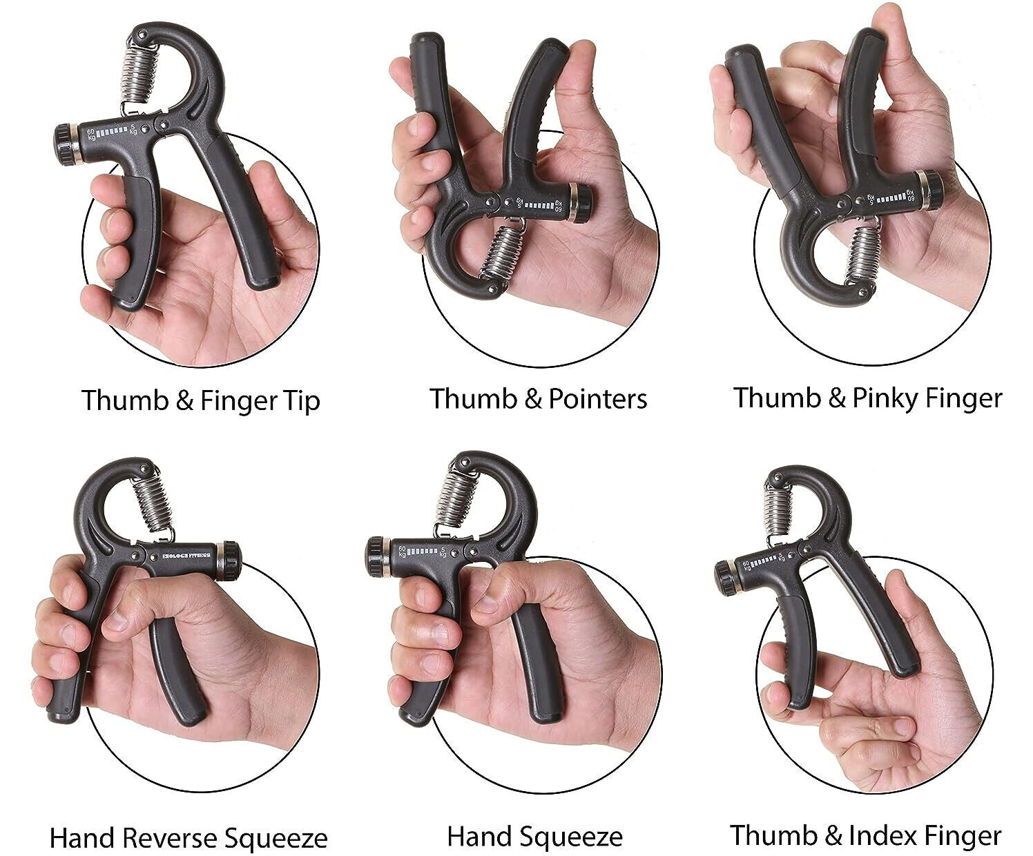 Adjustable Forearm Power Hand Grip Exerciser Gripper Strengthener Trainer 5-60Kg
