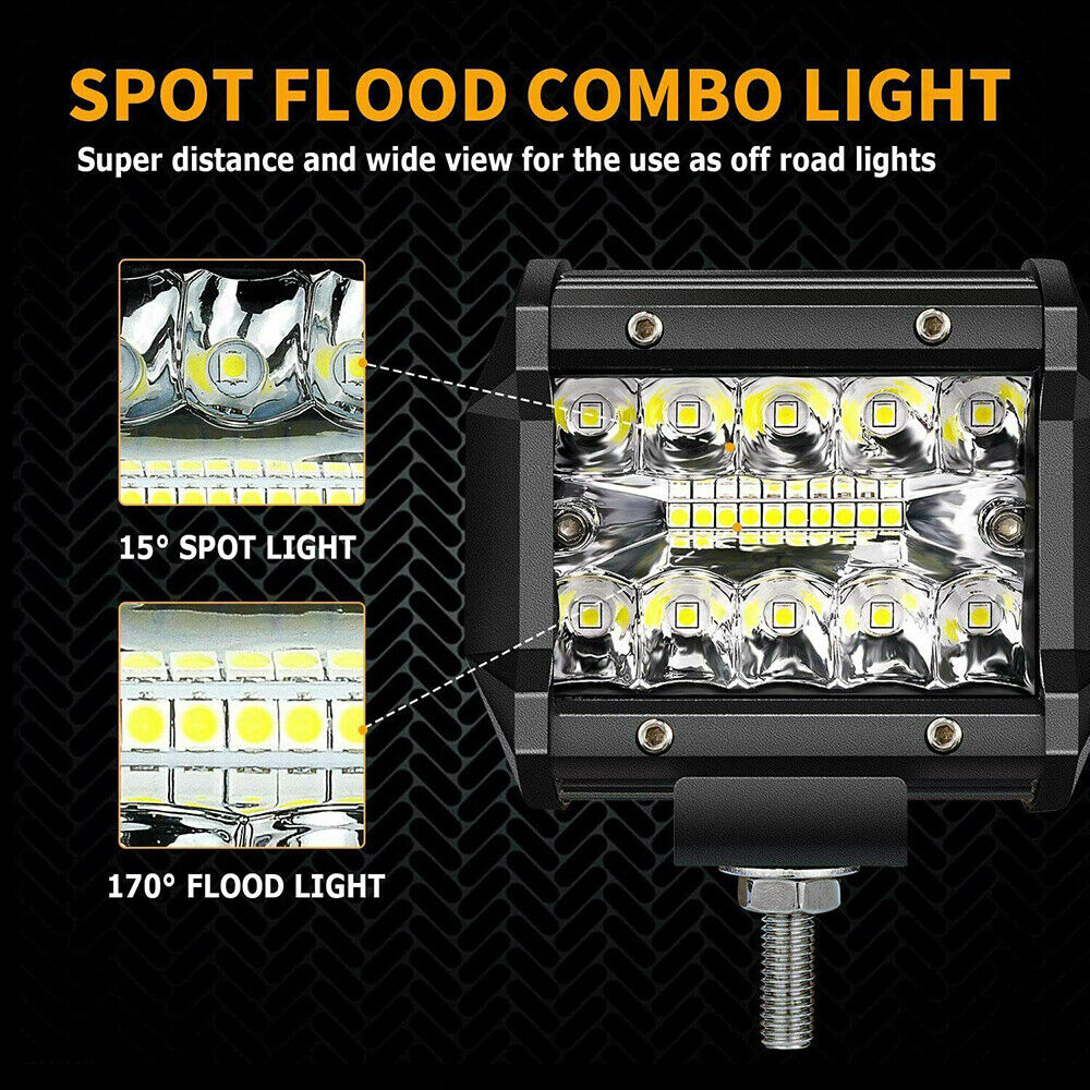 2X Wide Illumination Range LED Work Light Bar Flood Spot Lights Driving Lamp Offroad Car Truck SUV