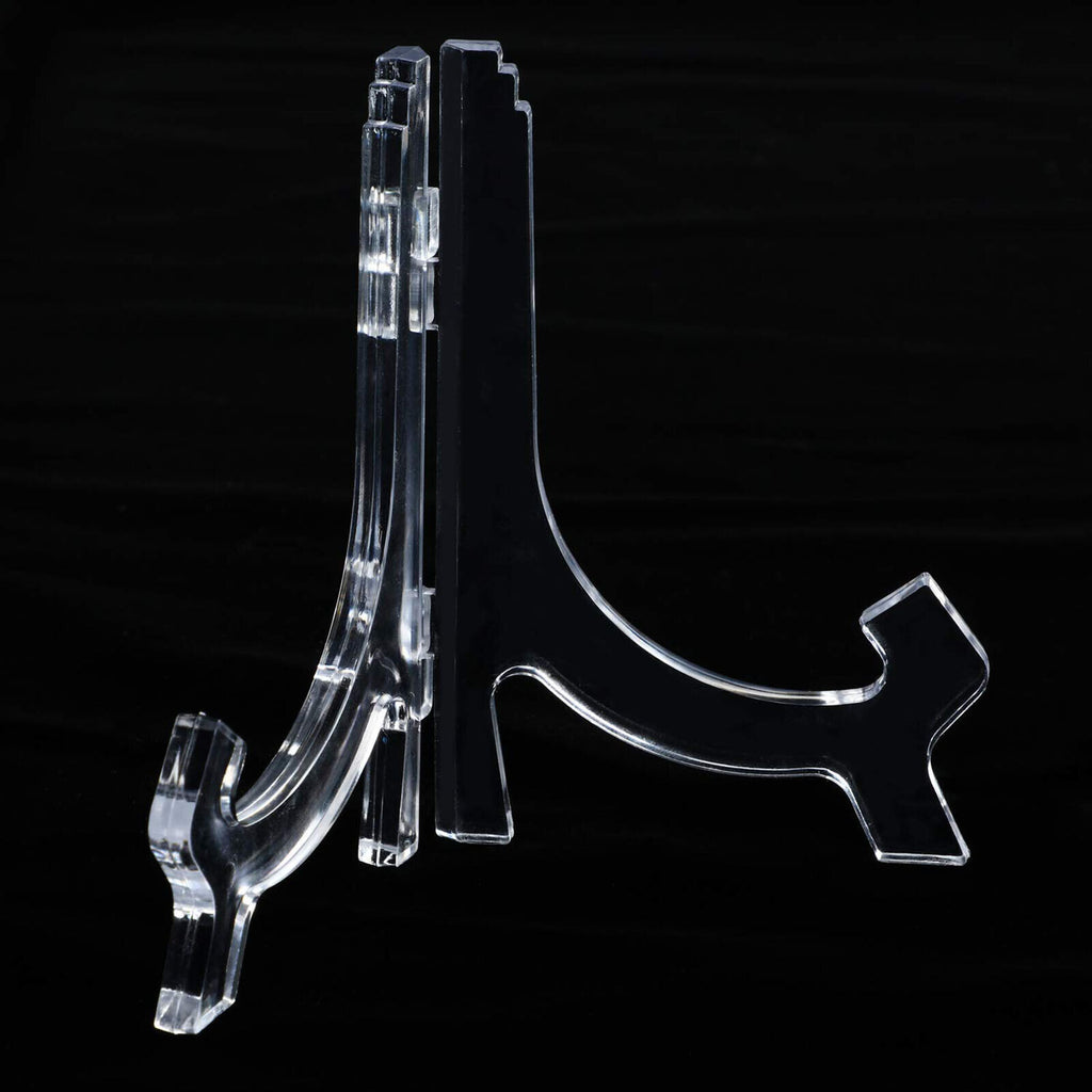 Clear Plate Stand Display Easel Photo Picture Bowl Dish Holder Frame Transparent