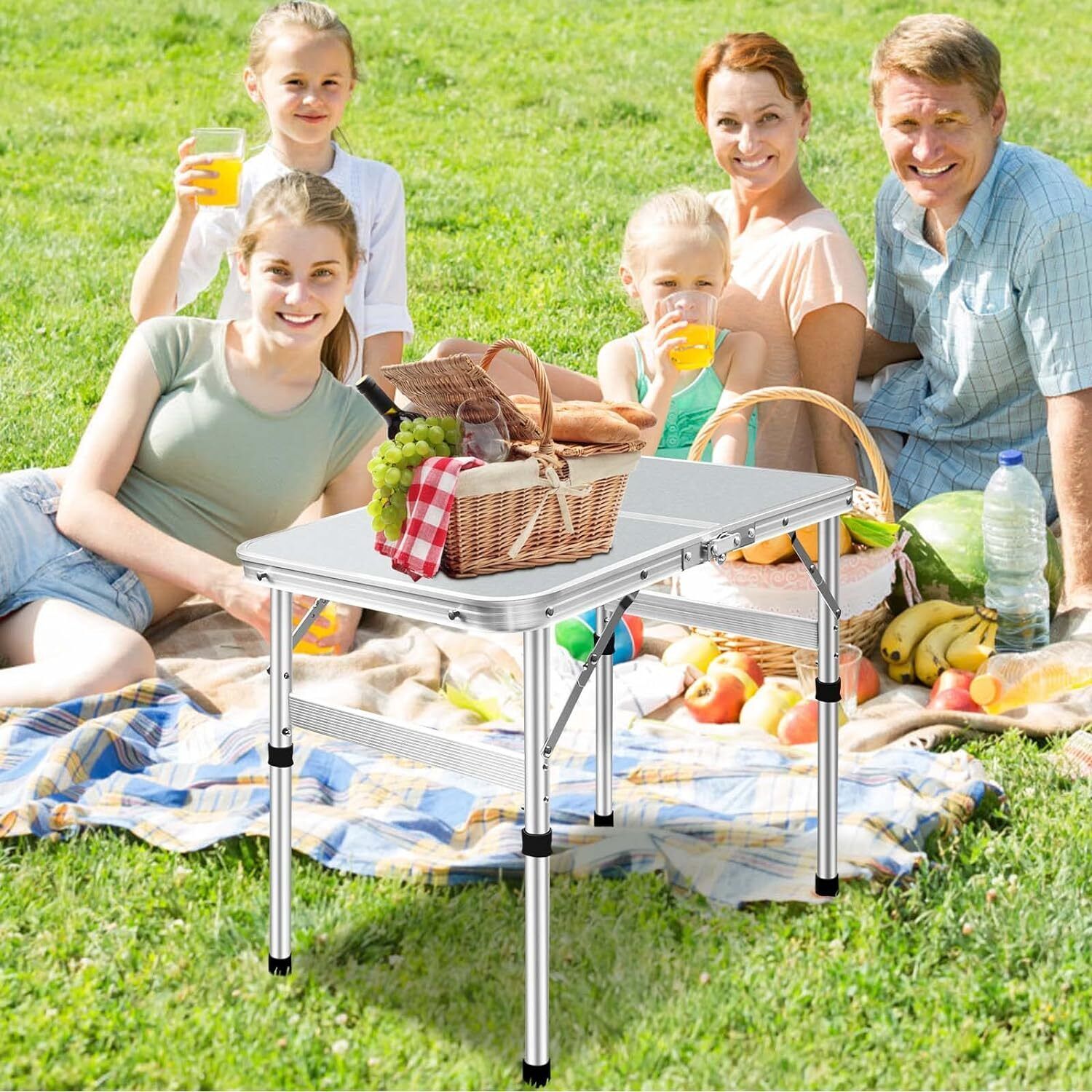  Camping Table Folding Aluminum Portable Picnic Outdoor Foldable BBQ Desk 90Cm