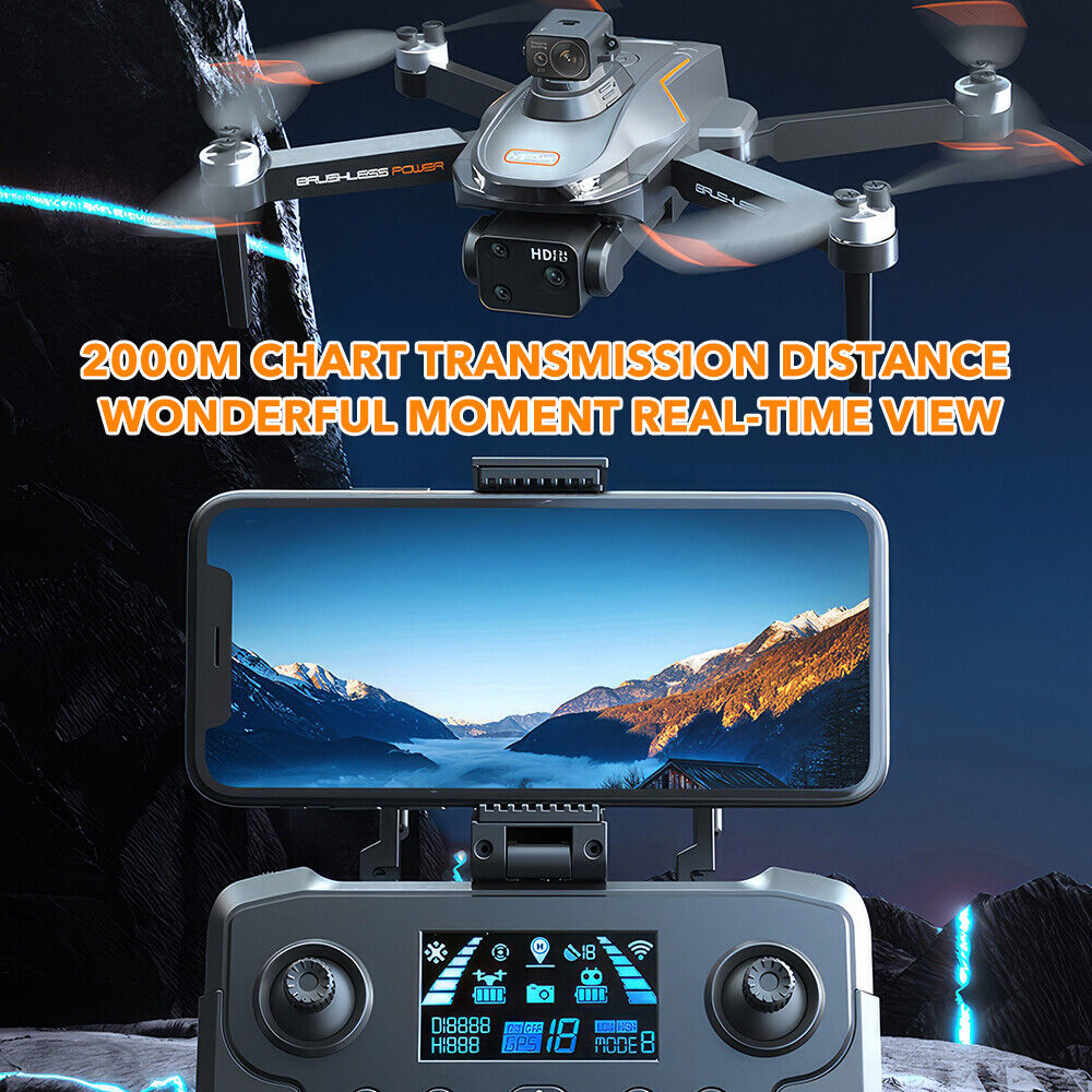 8K Wifi Brushless Drone with HD Triple Camera Foldable GPS 5G RC Quadcopter Toys