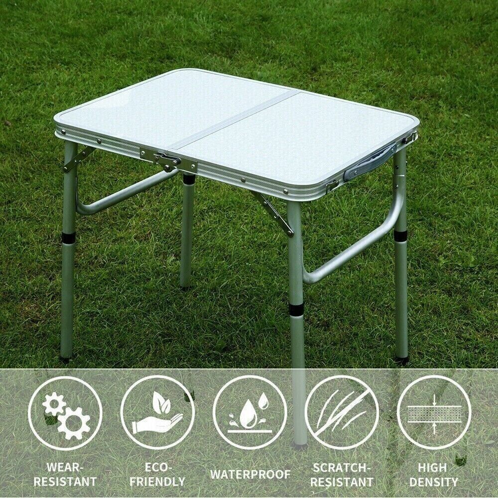  Camping Table Folding Aluminum Portable Picnic Outdoor Foldable BBQ Desk 90Cm