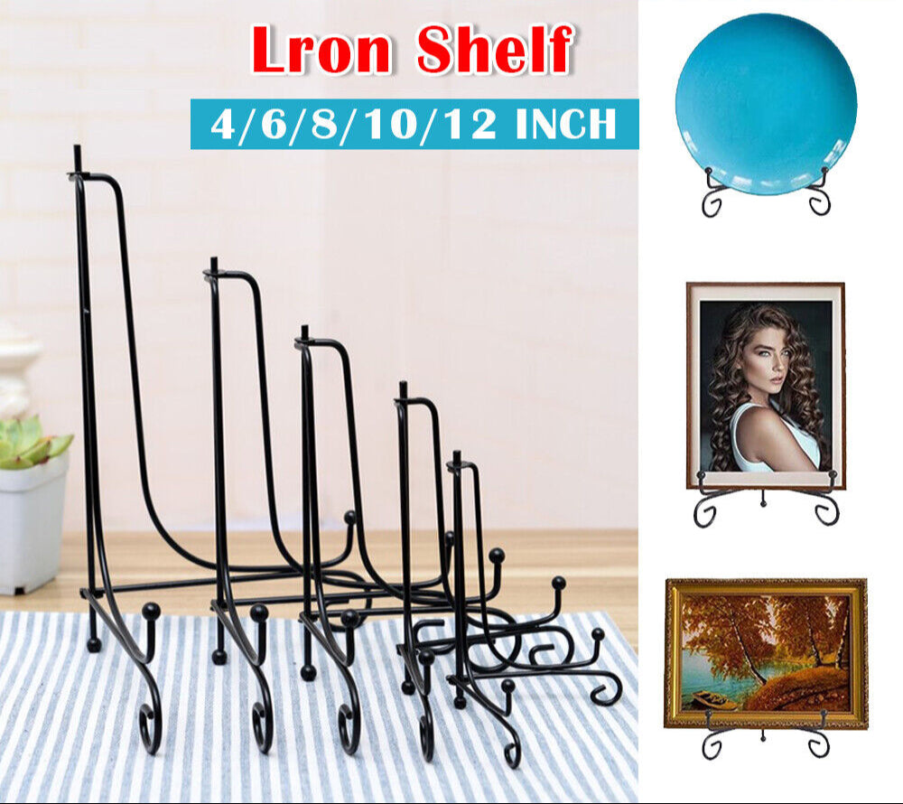 Plate Stands Iron Display Easel Photo Picture Bowl Dish Book Holder Frame 