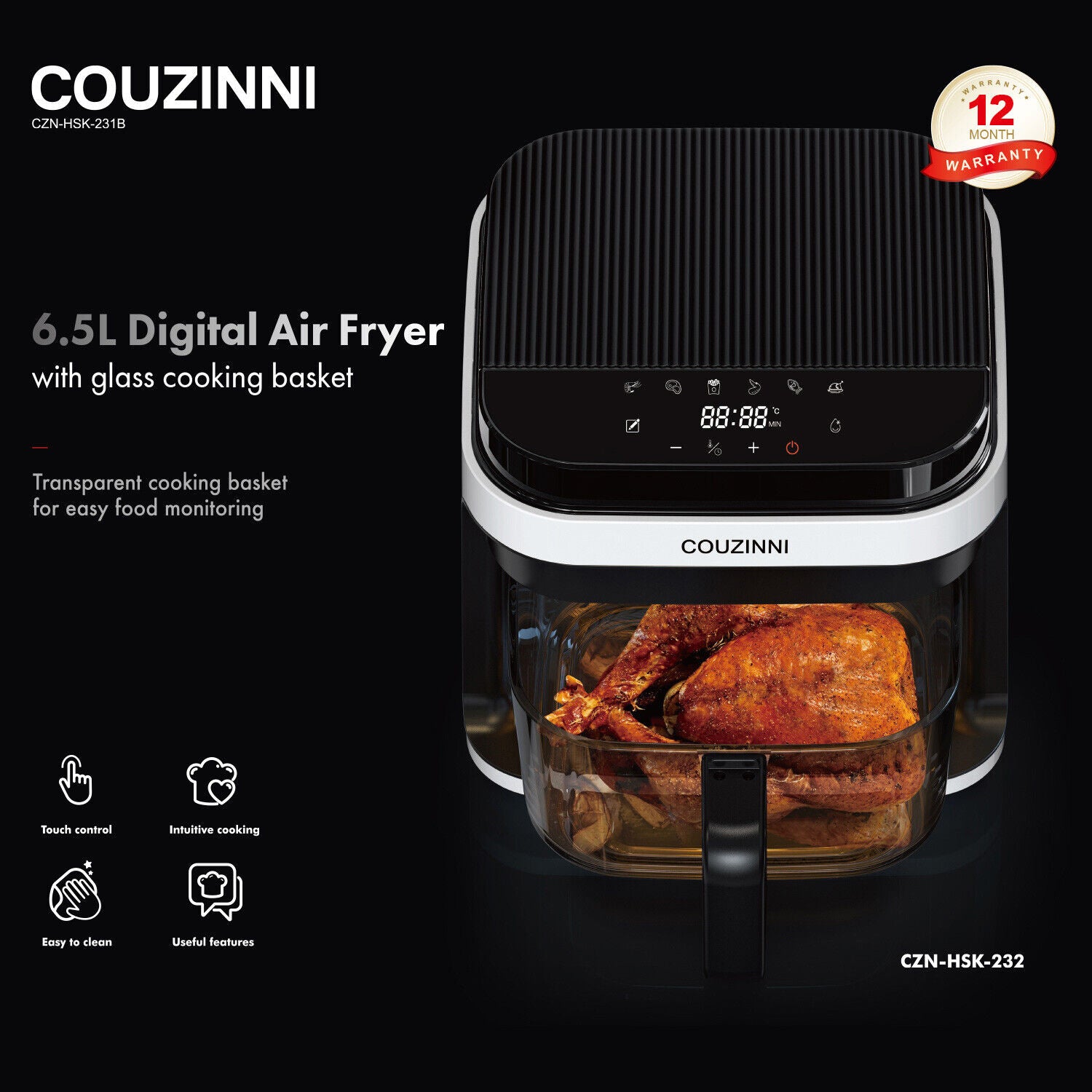 Air Fryer 6.5L Capacity Oil Free Healthy Energy&Time Saver Nonstick Pot