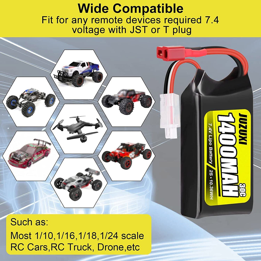 1400Mah 2X 2S 7.4V Short Lipo Battery T Plug for Remote Control Car WLTOYS