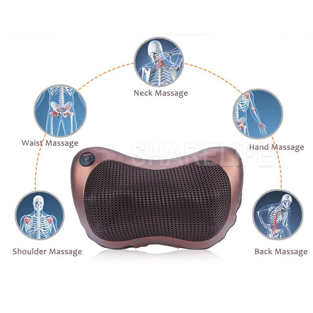 8 Heads Neck Massager Back Massager Body Massage Cushion Shiatsu Pillow Car/Home