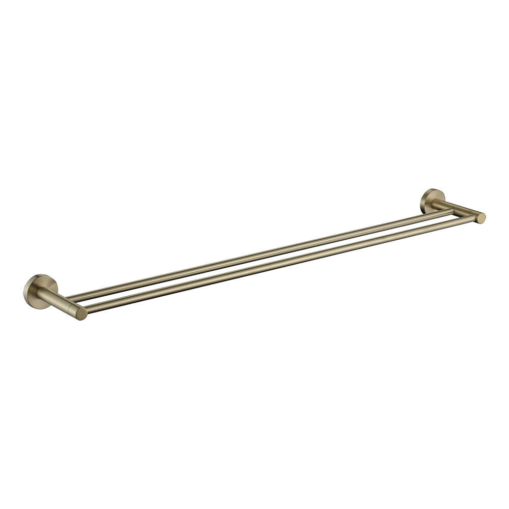 Brushed Gold Set Toilet Paper Holder Robe Hooks Towel Rail Rack Shelf Bathroom