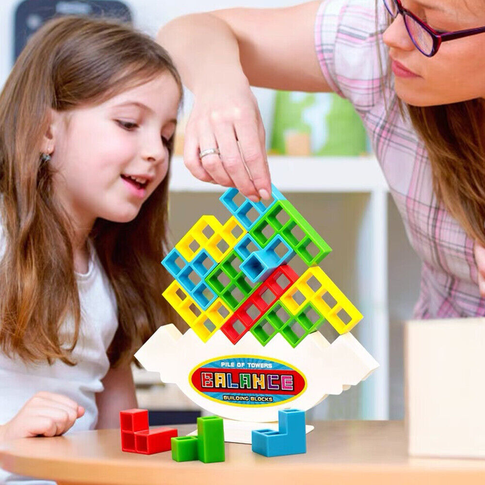 64Pcs Tetra Tower Balance Stacking Blocks Game Team Toys Gifts for Kids & Adults