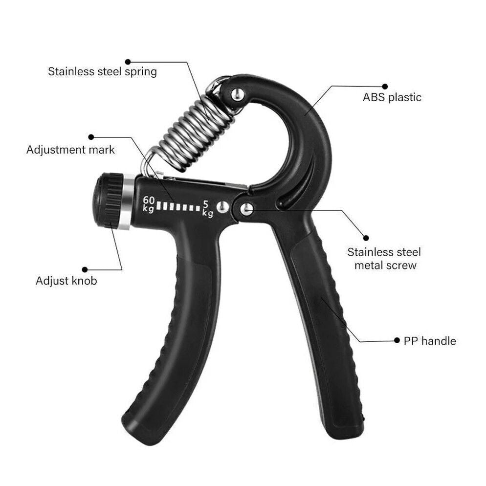 Adjustable Forearm Power Hand Grip Exerciser Gripper Strengthener Trainer 5-60Kg