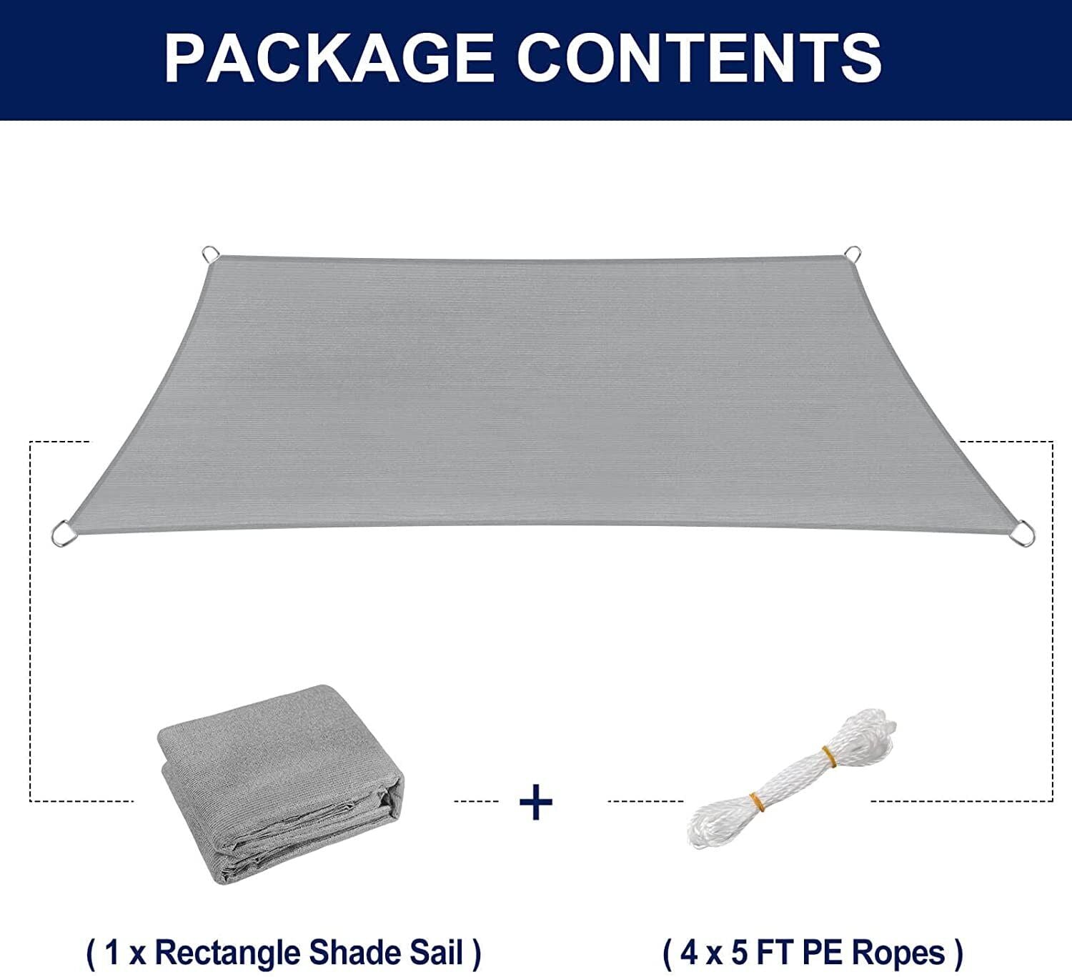 Rectangle Sun Shade Sail 320 GSM Extra Heavy Duty Shade Cloth 98% UV Block